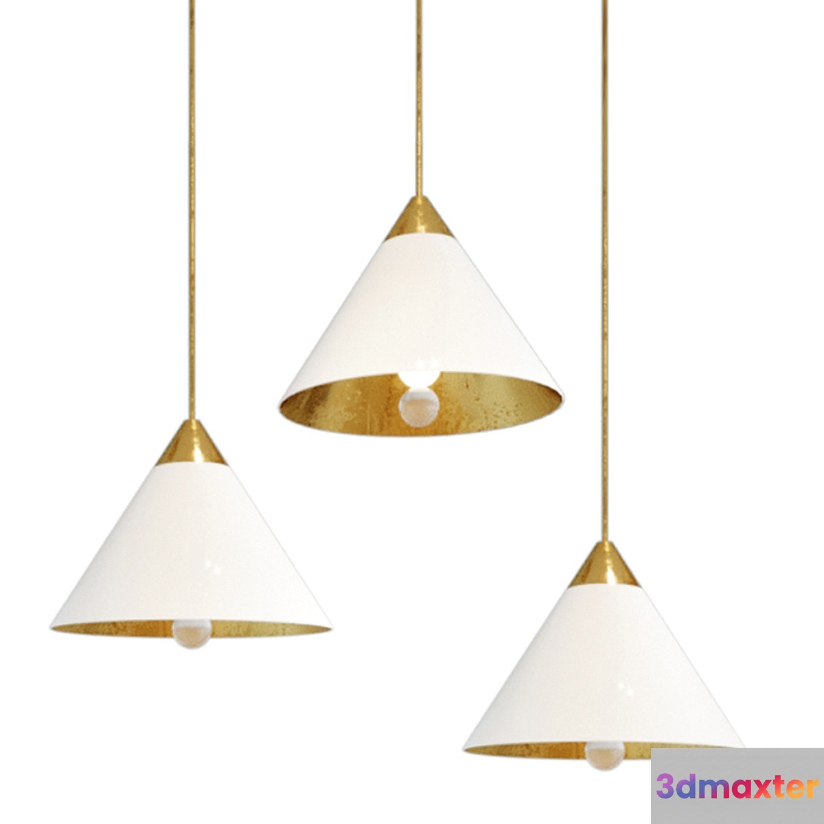 Chandelier cleo pendant brass & white designed by kelly wearstle 3D Max