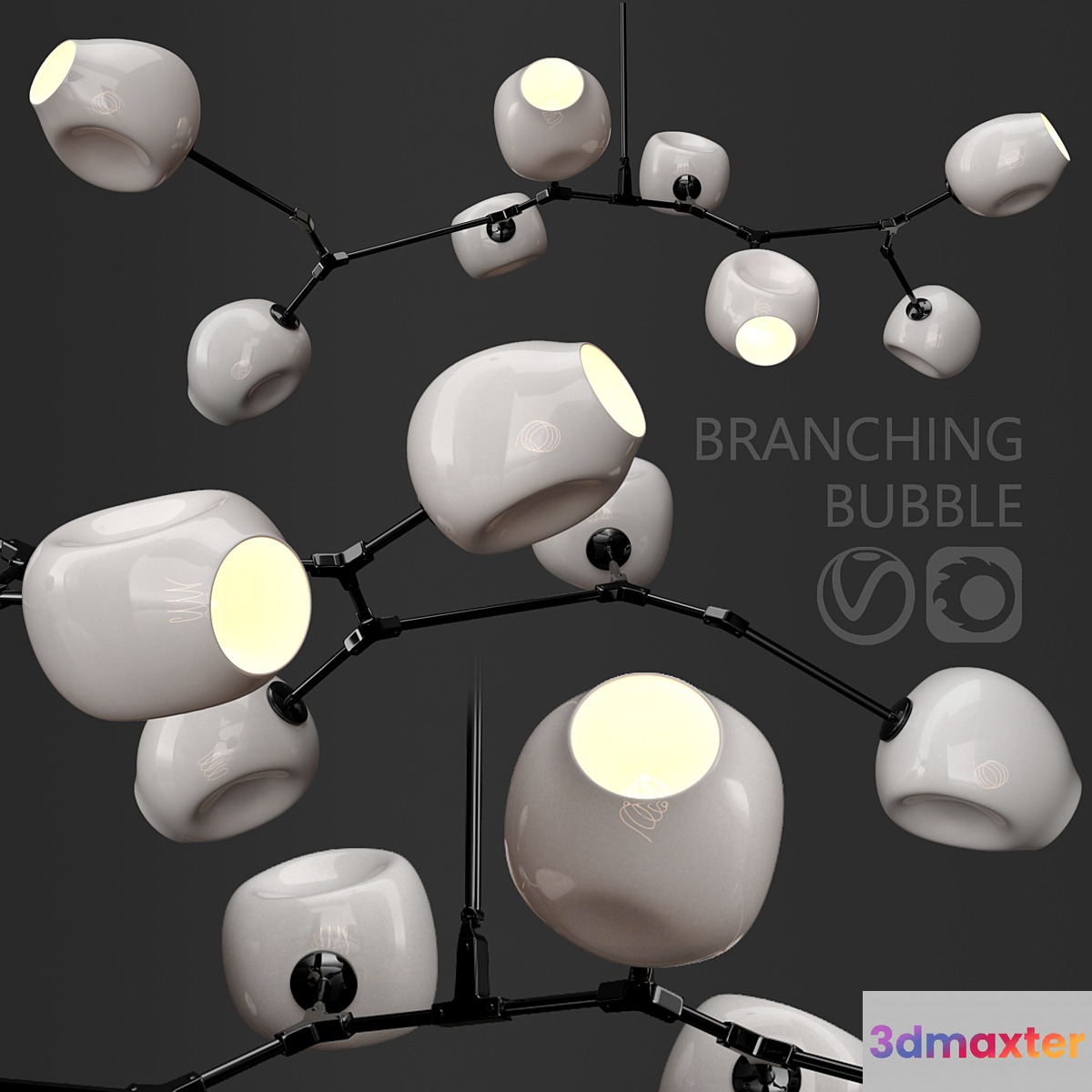 Branching bubble 8 lamps 3D Max