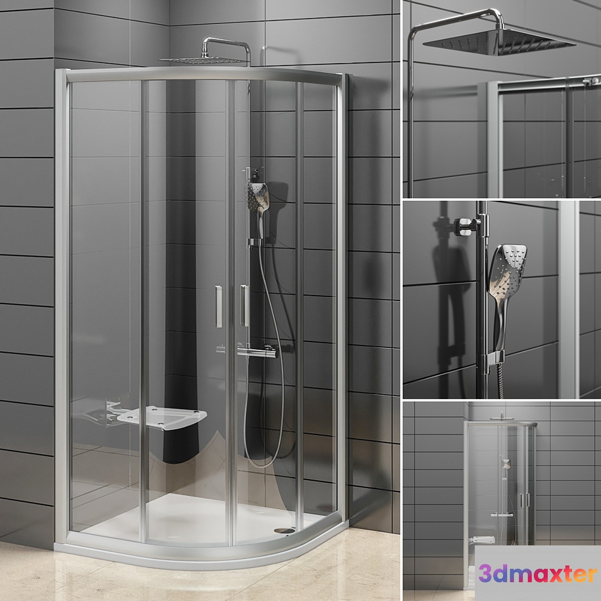 Semi-circular shower Ravak Rapier 3D Max
