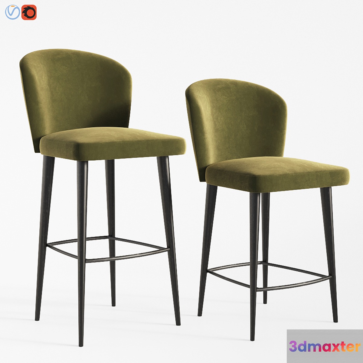 Minotti Aston - Barstool and Counter Stool 3D Max