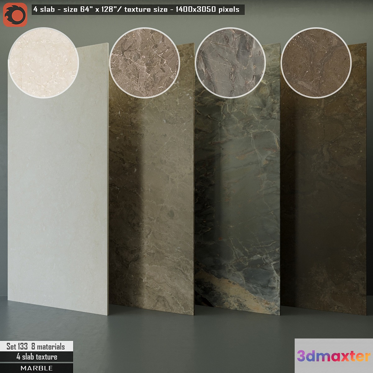 Marble Slab Set 133 3D Max