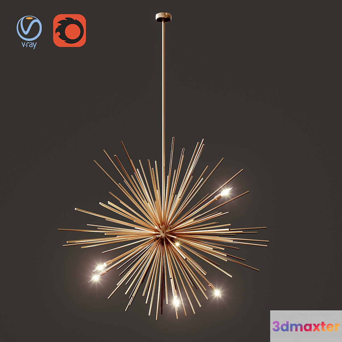Astra Chandelier Brass 3D Max