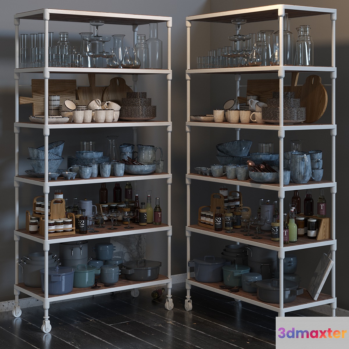 RH DUTCH INDUSTRIAL SINGLE SHELVING and kitchen set