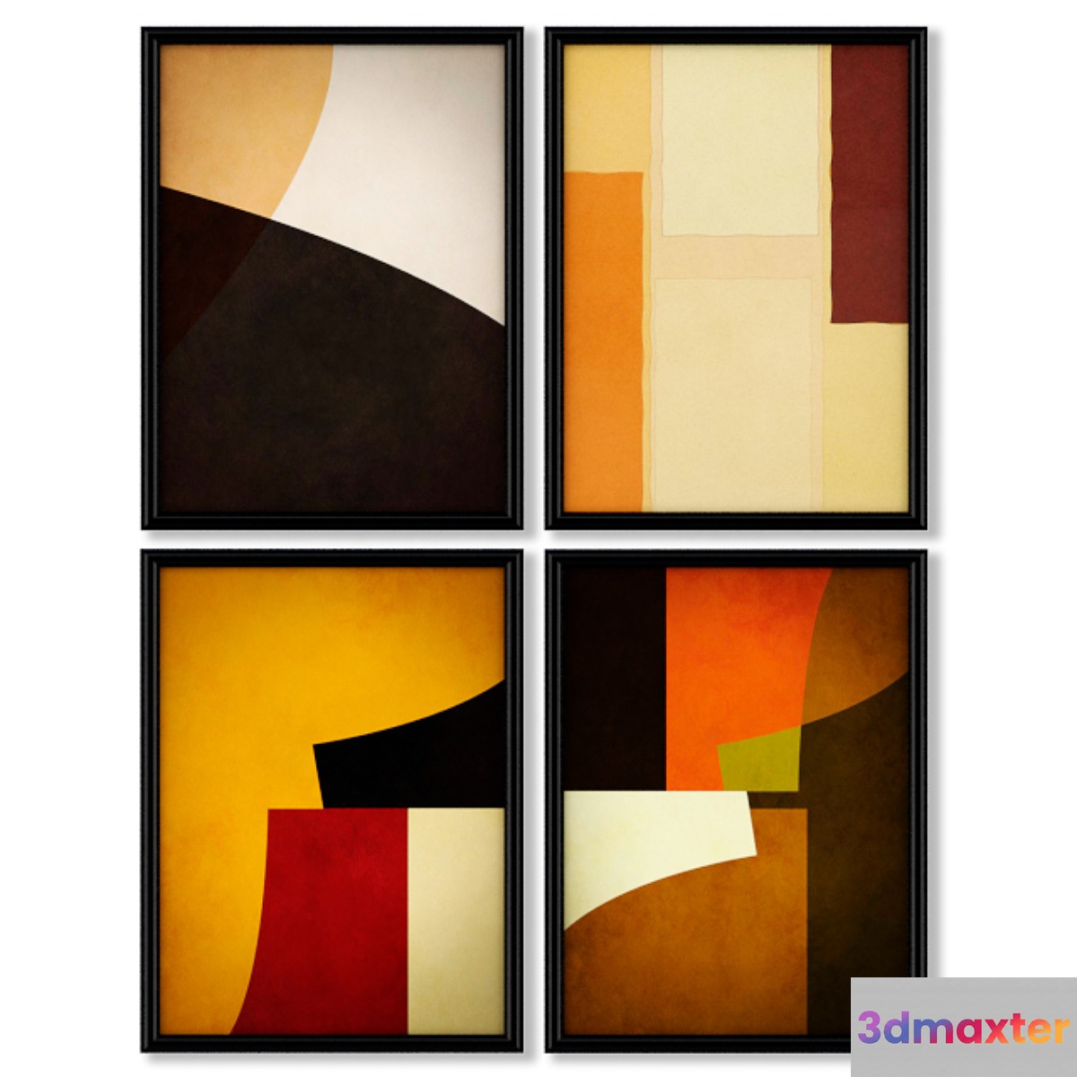 A series of posters with geometric figures. 3D Max