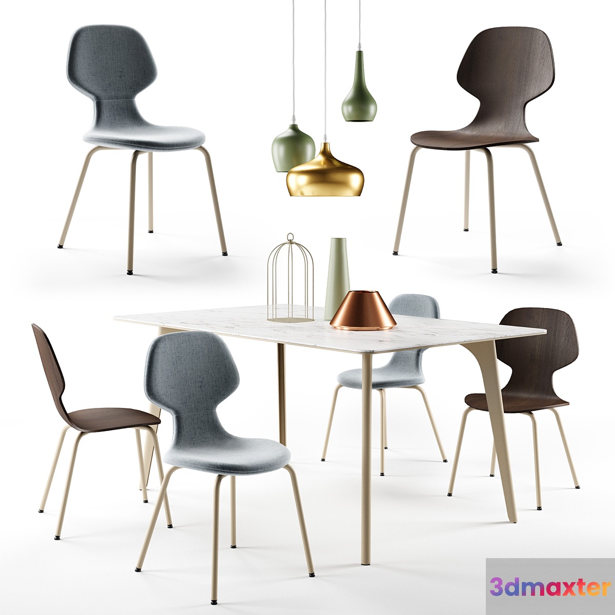 Pode. Chiba chair Hux table Tonincasa lamps and decor
