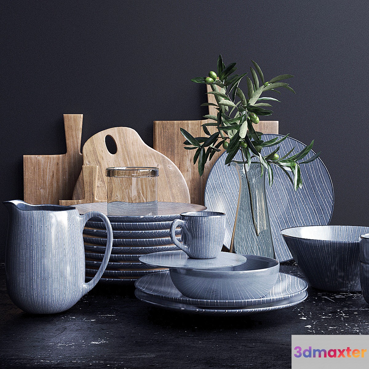 Set of dishes Вroste copenhagen Nordic Sand 3D Max