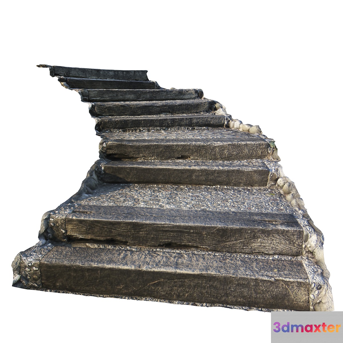 Stairs made of stone and wood for the landscape 3D Max