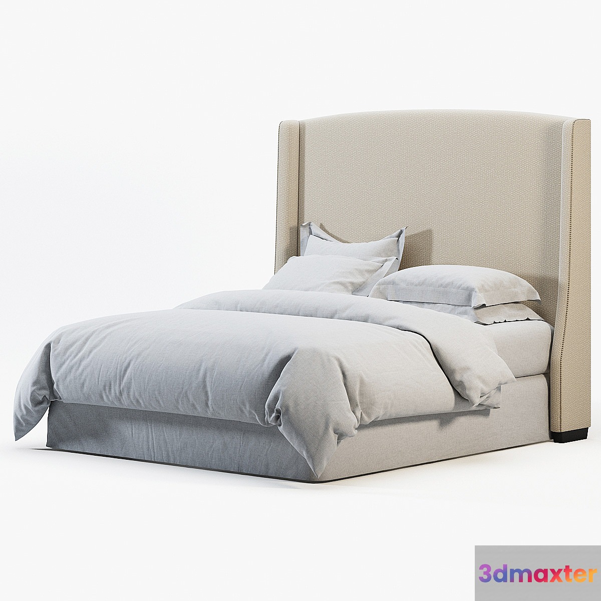 RH WARNER FABRIC HEADBOARD WITH NAILHEADS 3D Max