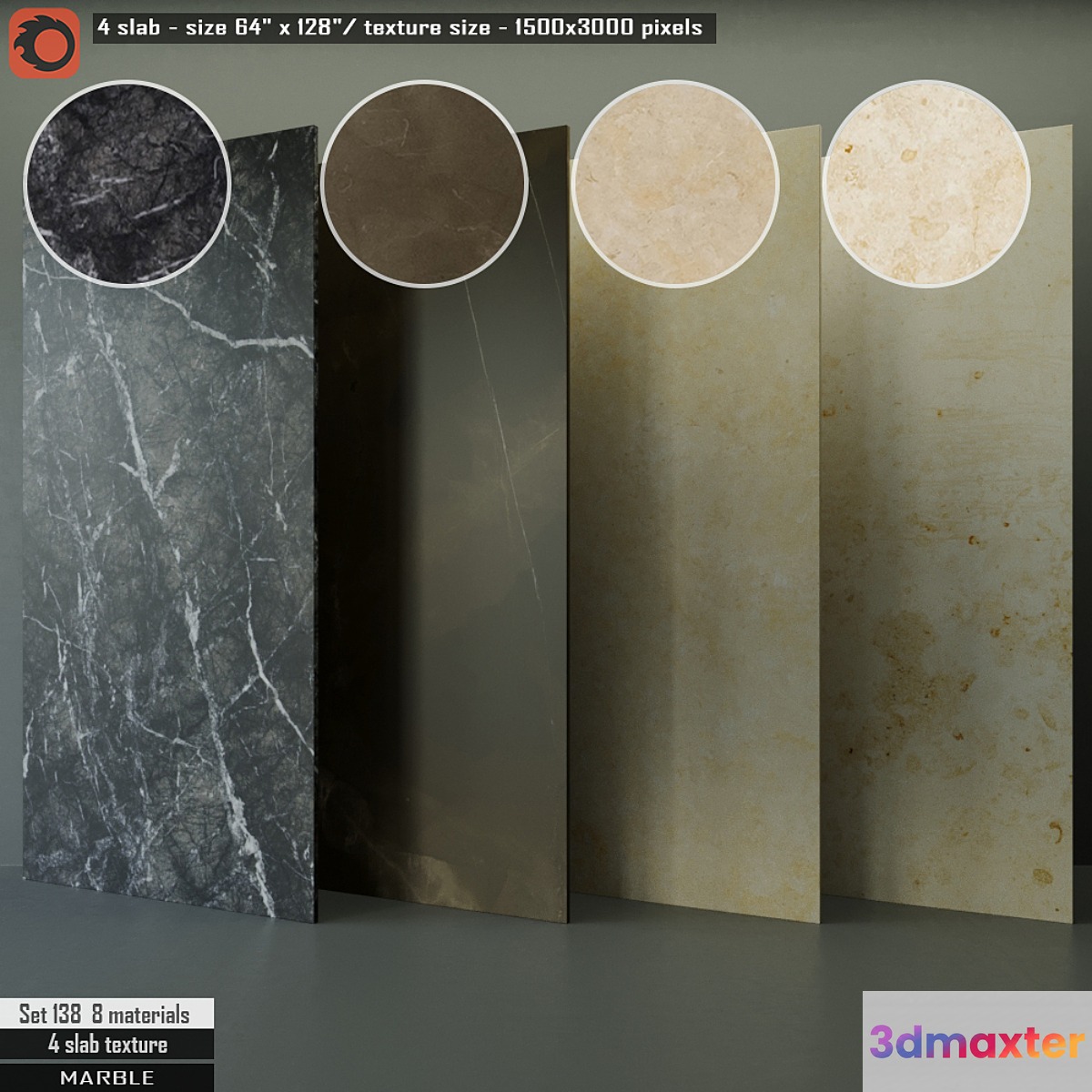 Marble Slab Set 138 - No.2 3D Max