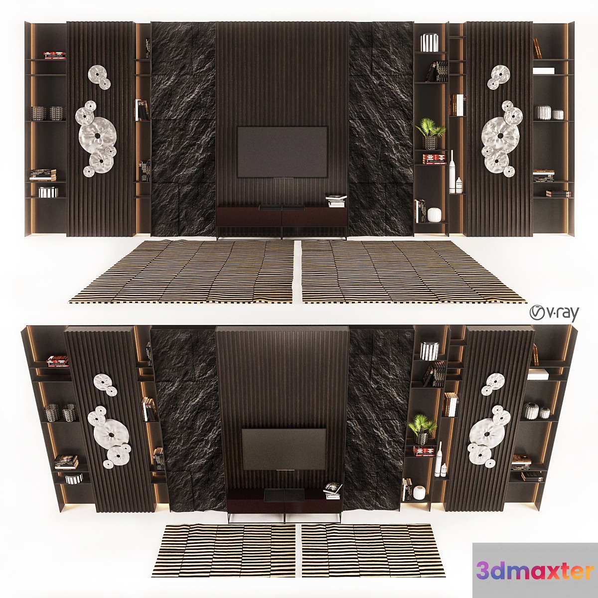 TV wall_Decorative set 3D Max