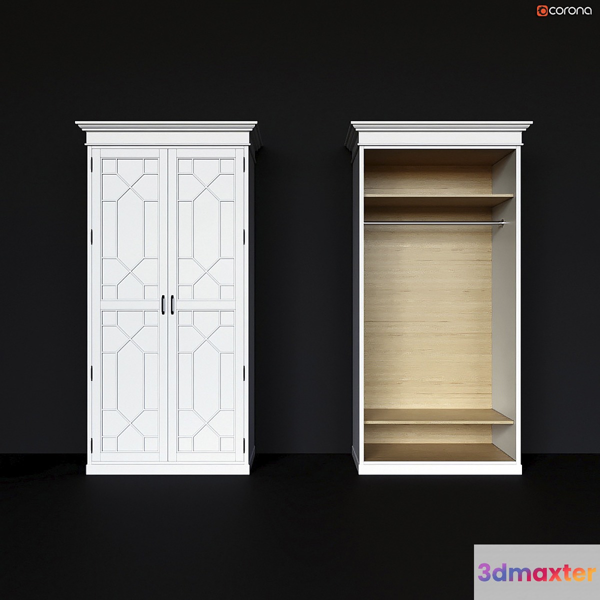 Walk-in wardrobe with a pattern