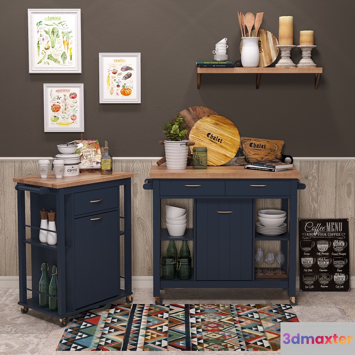 Aldridge Kitchen Cart 3D Max