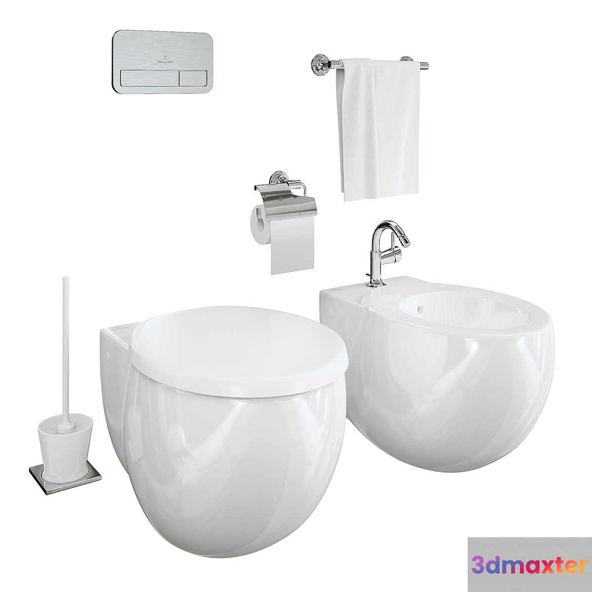 Villeroy & Boch Aveo toilet ans bidet 3D Max