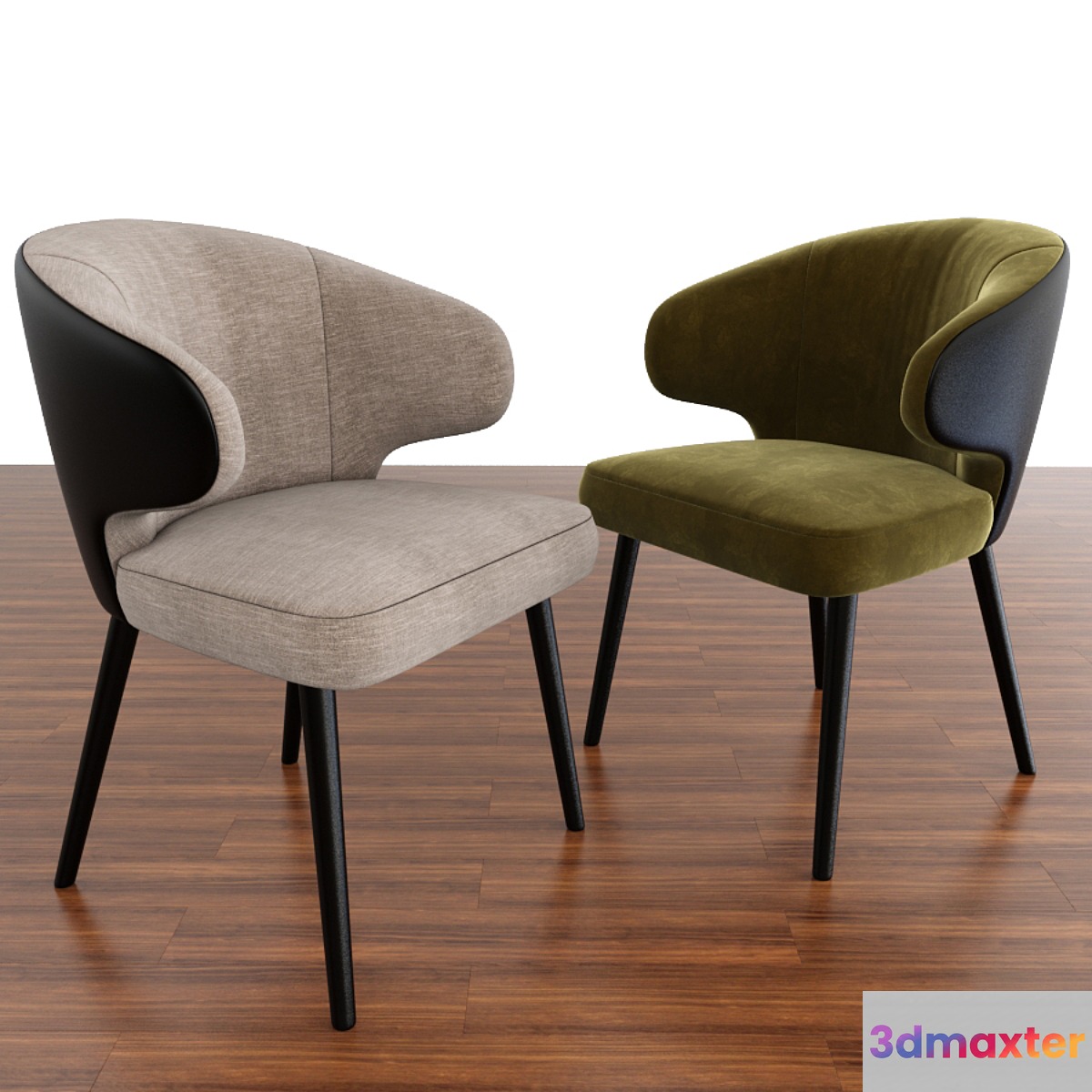 Minotti Aston Little Dining Chair With Parquet 3D Max