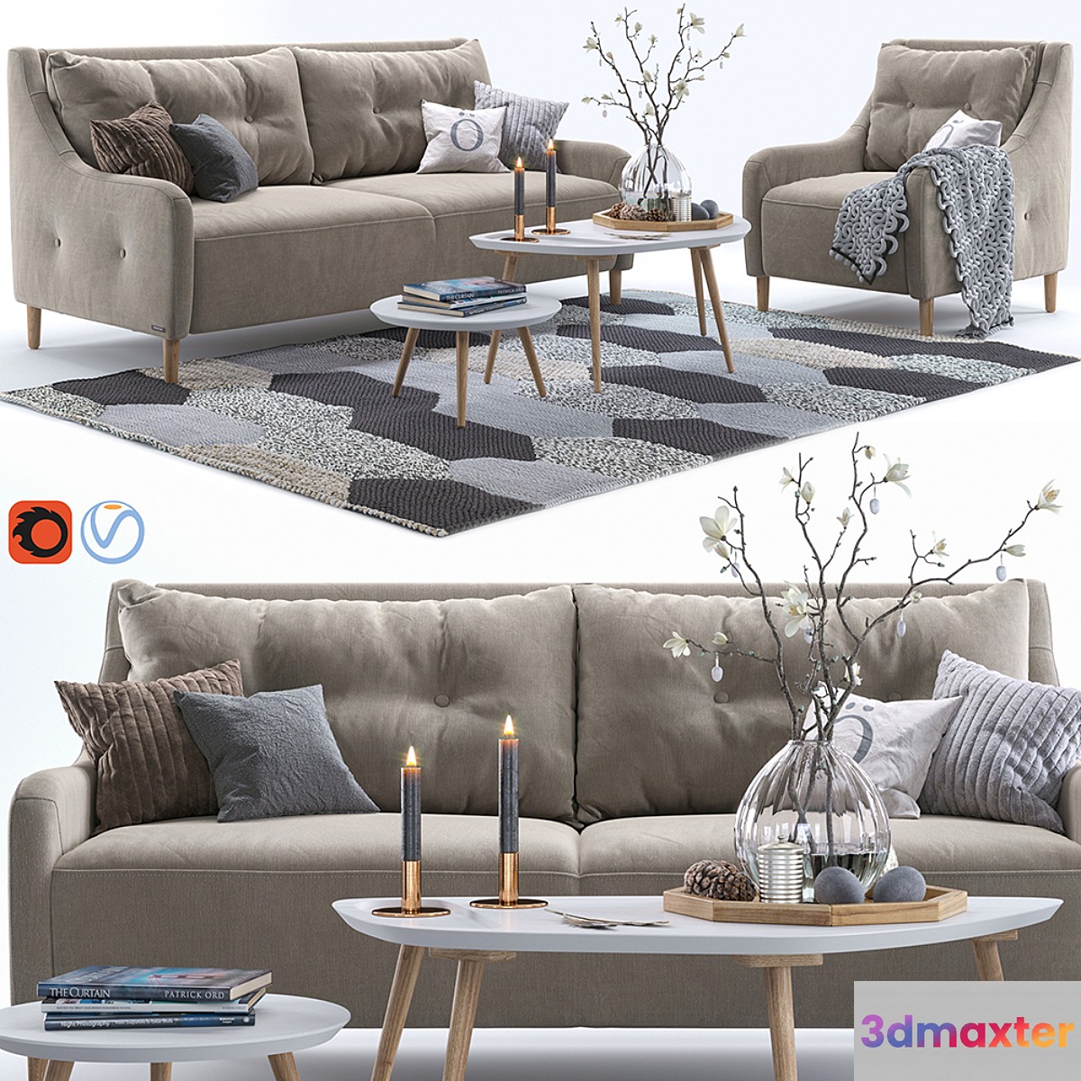 Jenson armchair and sofa # 2 3D Max