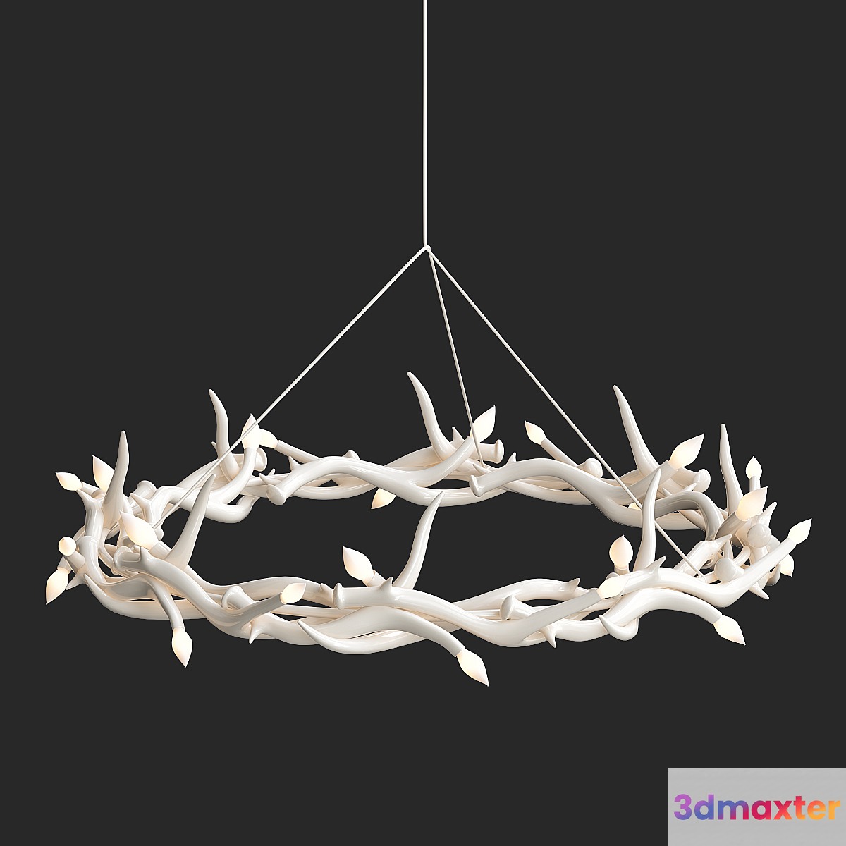Superordinate Antlers chandelier 27 antlers ring white von Roll & Hill 3D Max