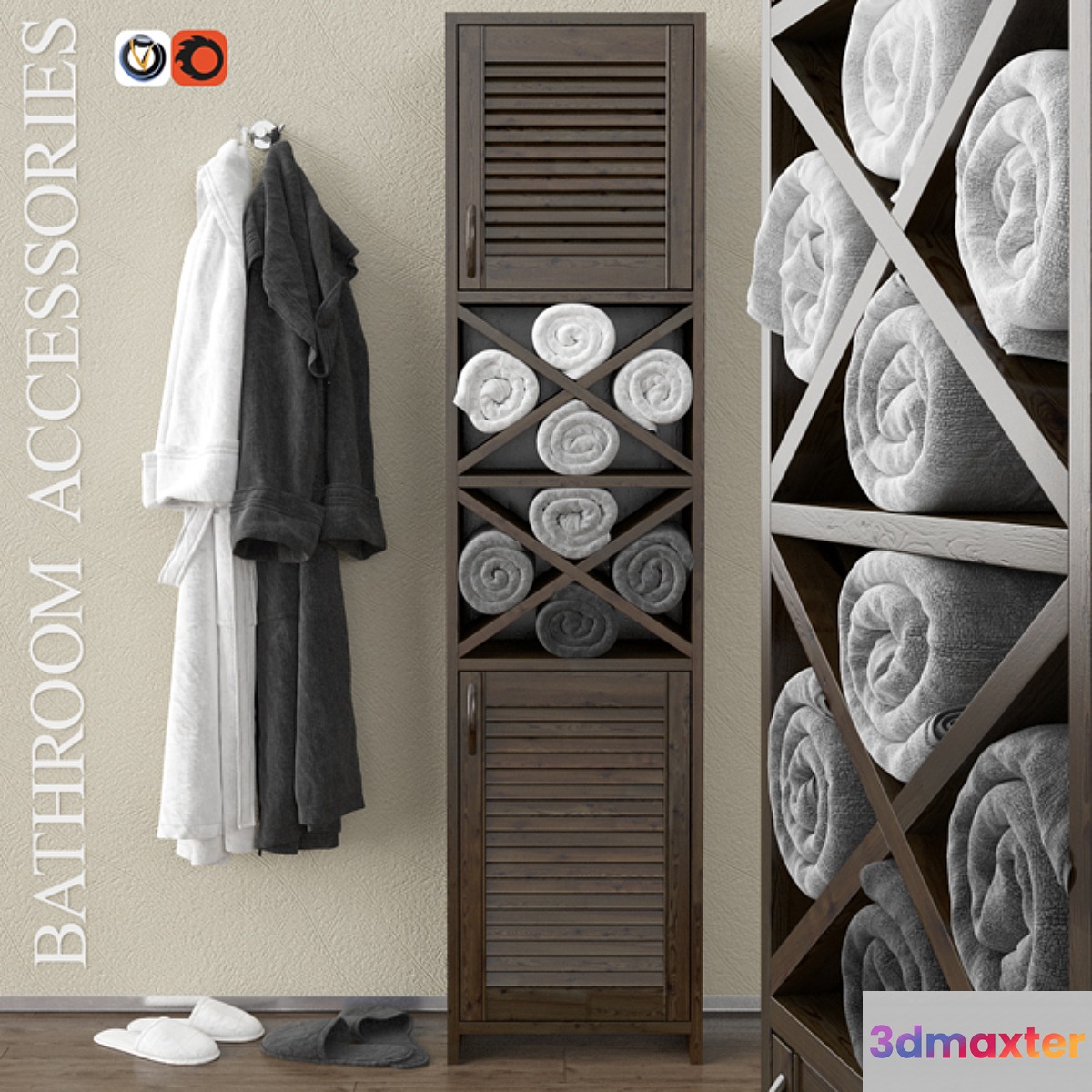 Wardrobe with towels and bathrobes