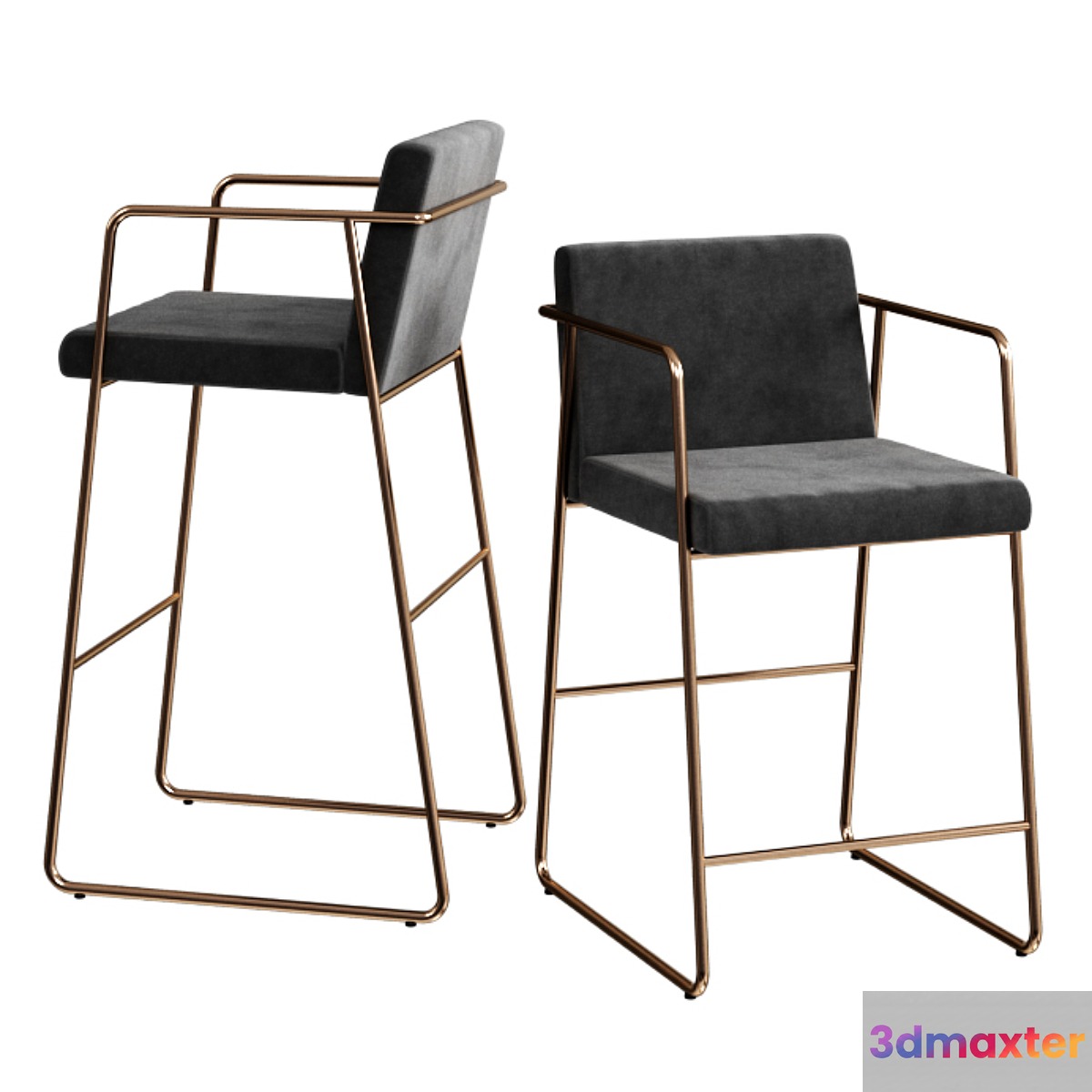 CB2 rouka gray upholstered bar stools