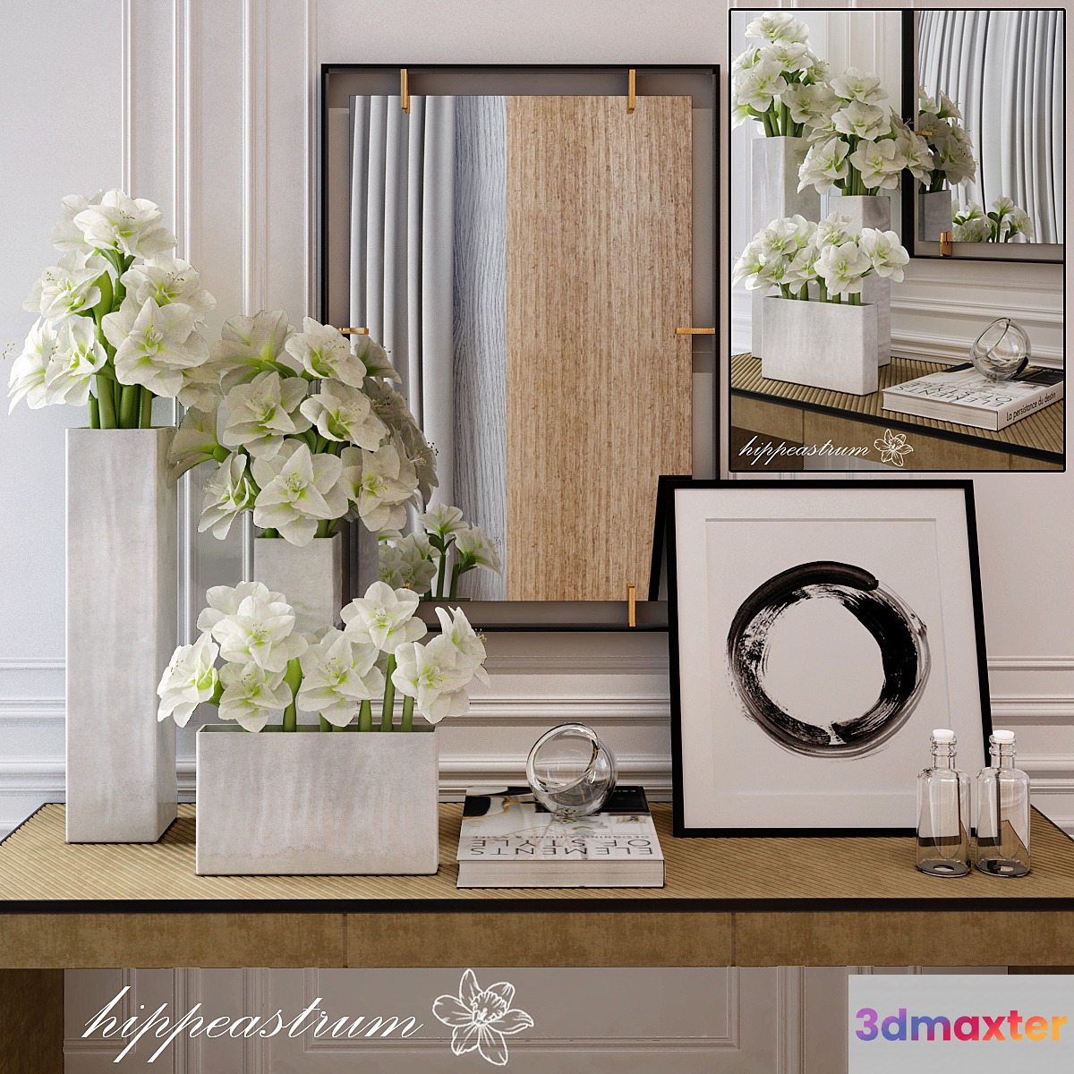 hippeastrum Flower decorative set 3D Max