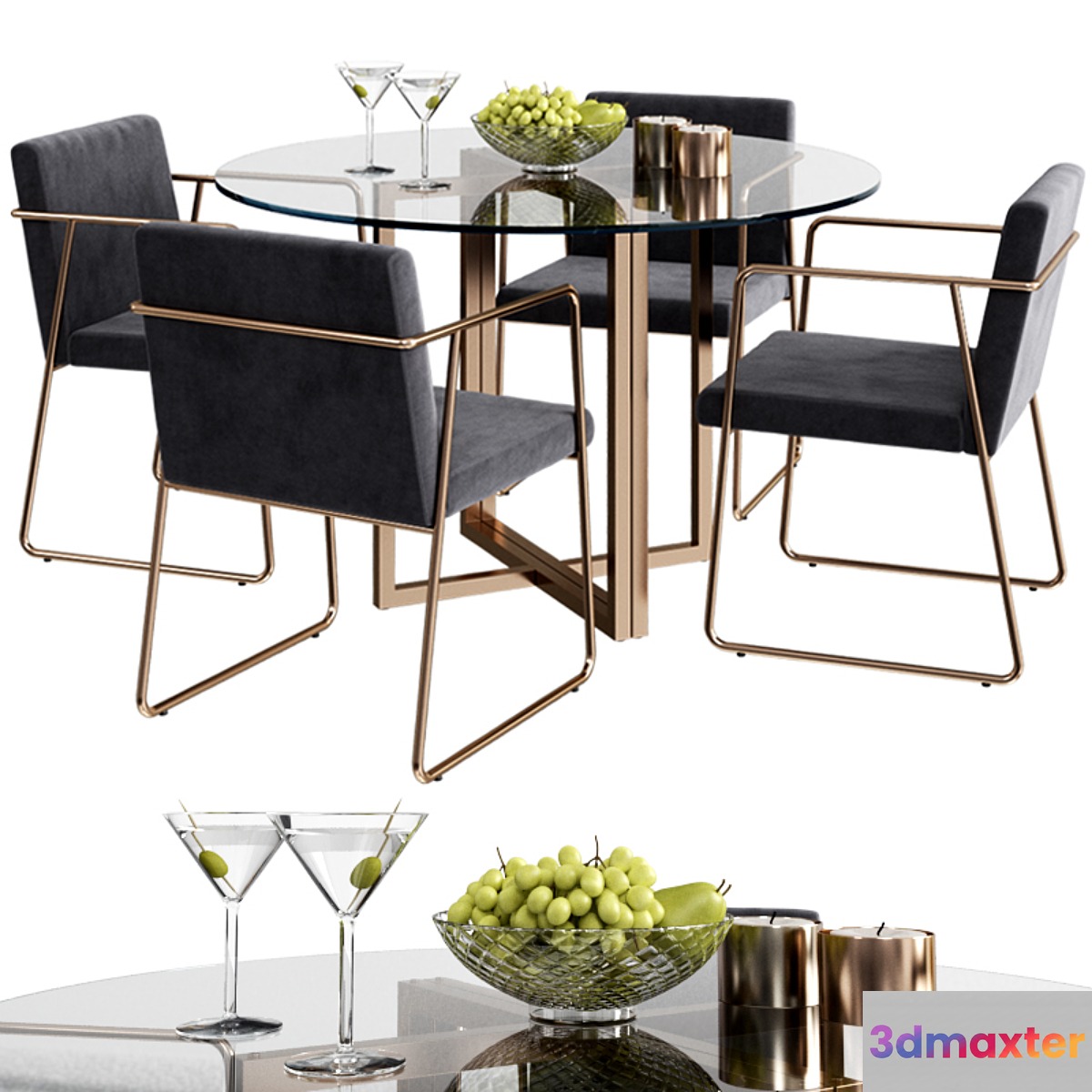 CB2 rouka chair & round dining table