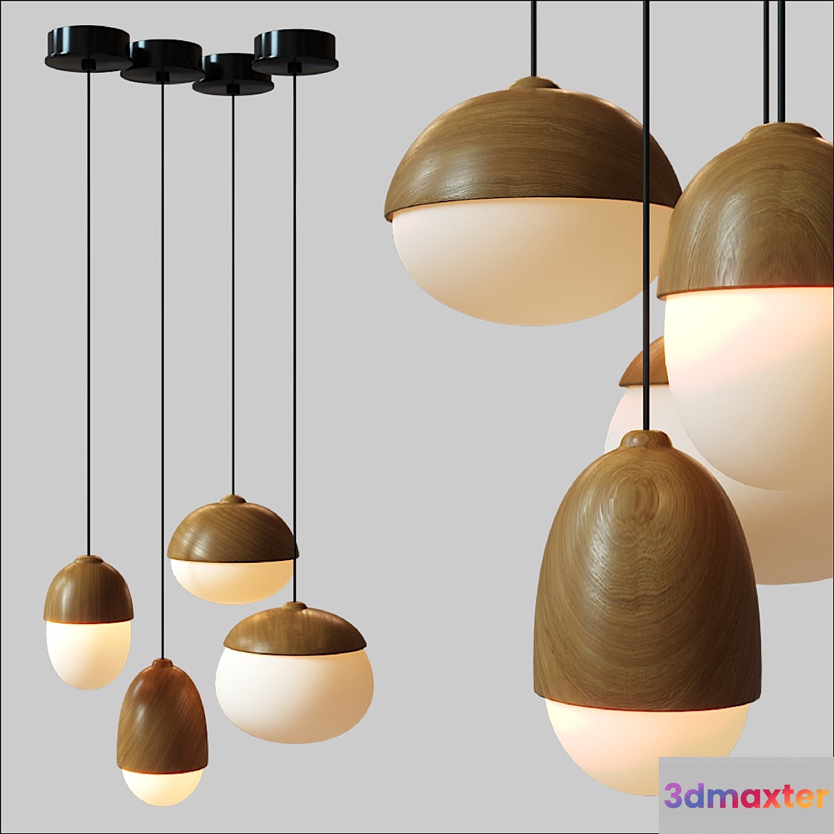 Modern Nodic Wood Acrylic Pendant Lamp Suspension Light Lighting Fixture DIY 3D Max