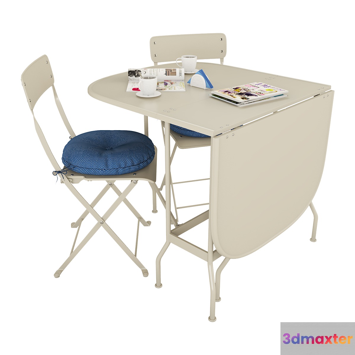SALTHOLMEN 01 Table + 2 folding chairs d _ garden 3D Max