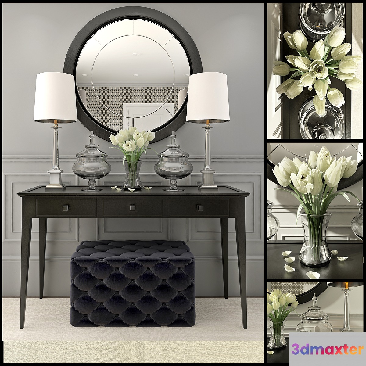 Black decor set with mirror - No.3