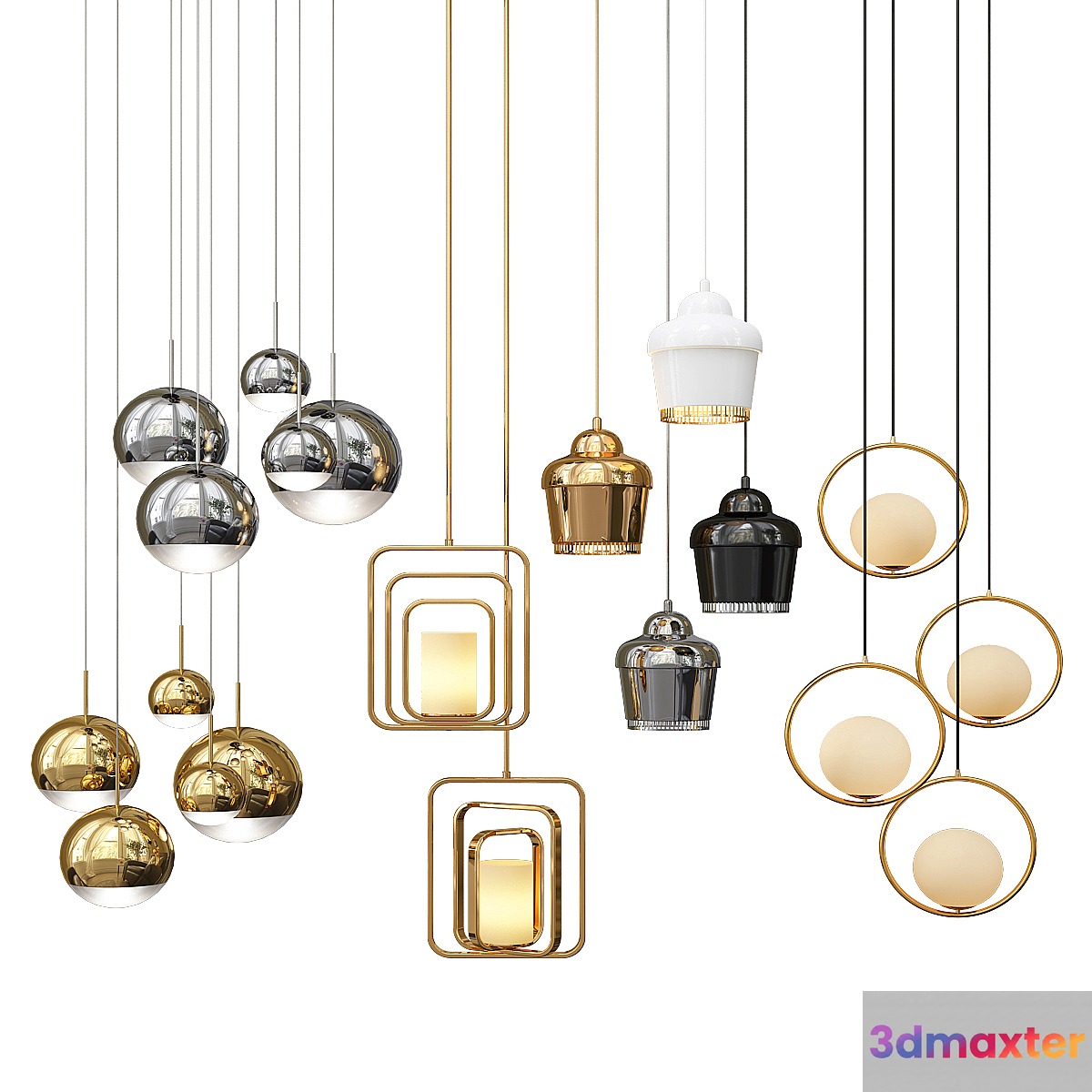 Four Hanging Lights_4 3D Max