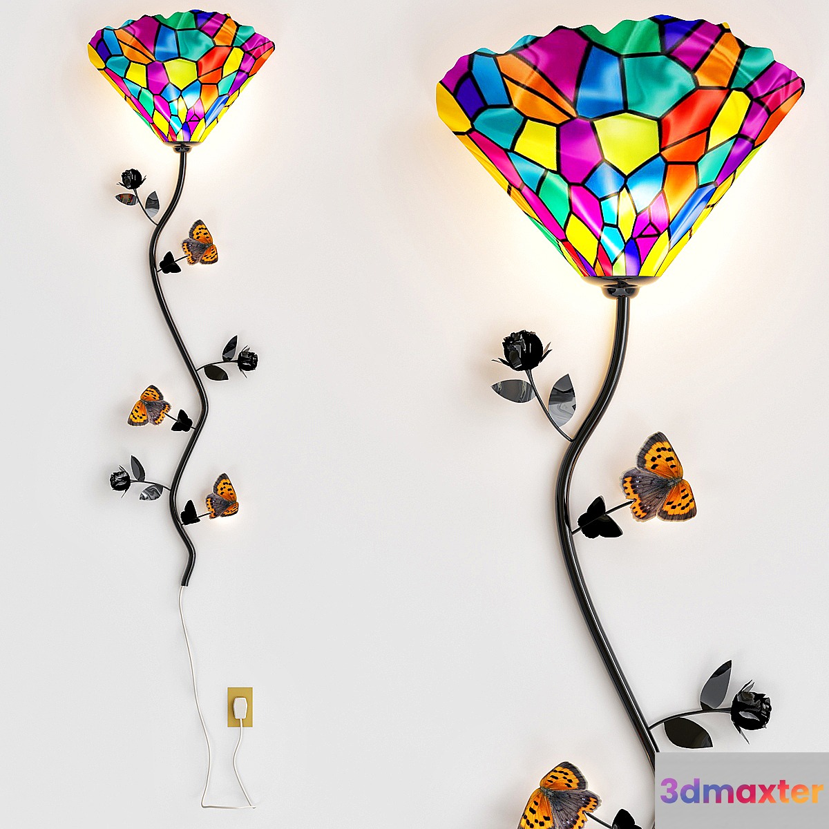 Tiffany Style Stained Glass Butterfly Spree Wall Lamp