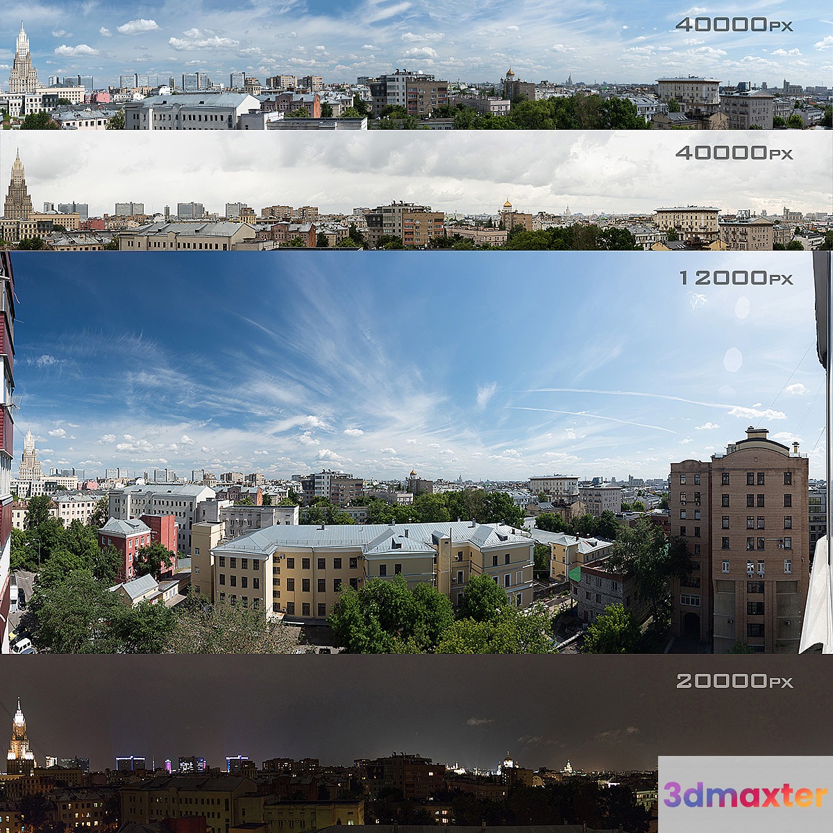 Panoramas of Moscow from the region of Khamovniki. 4 photos