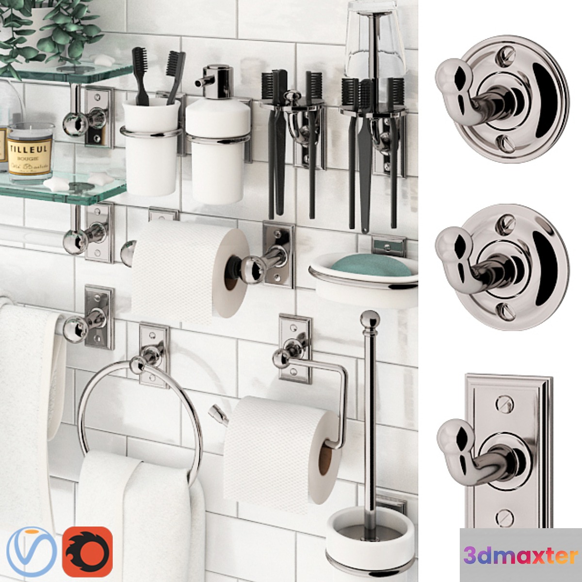 Bathroom accessories Nanzaquatic. Collections: Georgian Moderne Federal. 3D Max