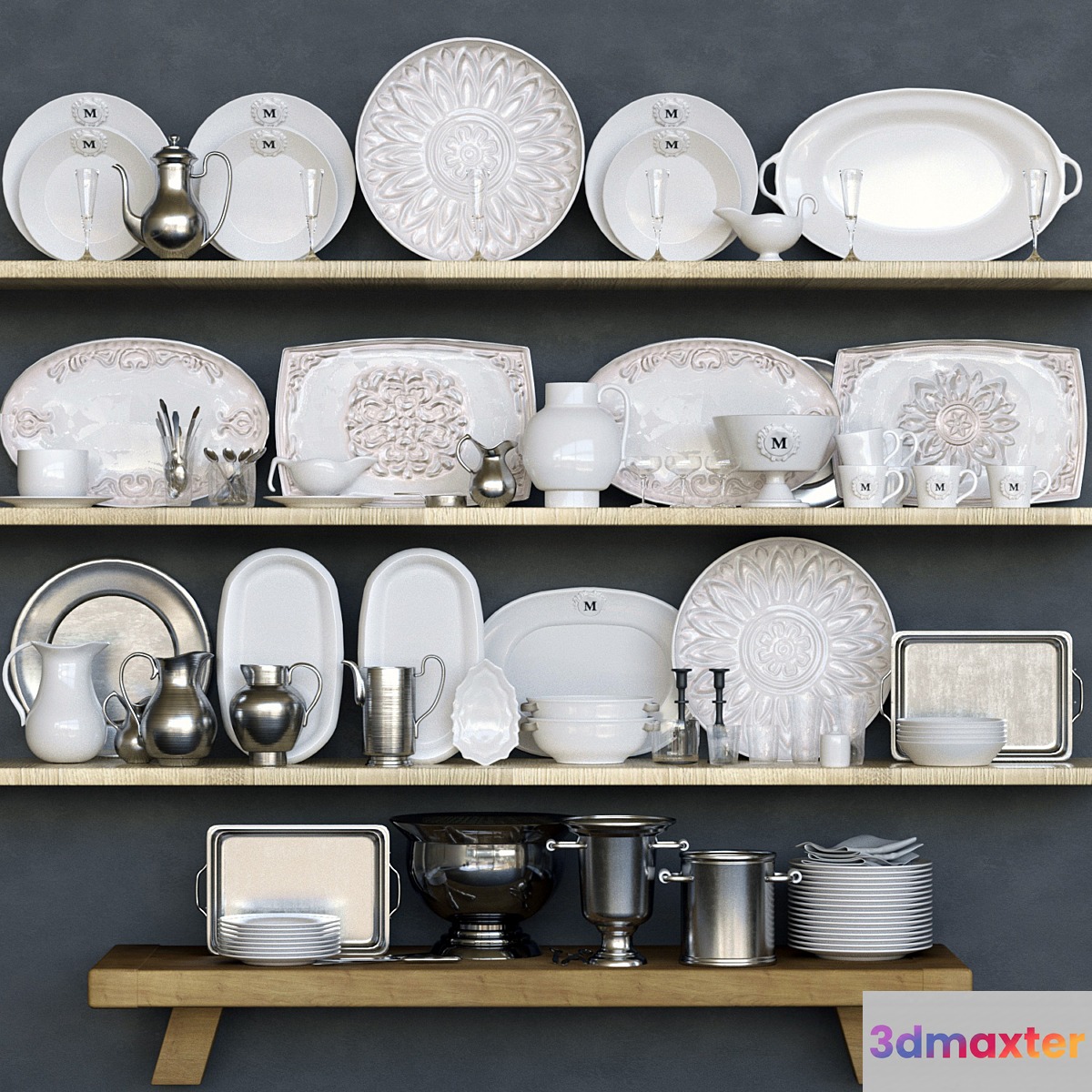 Service shelf. Dishes 10 3D Max