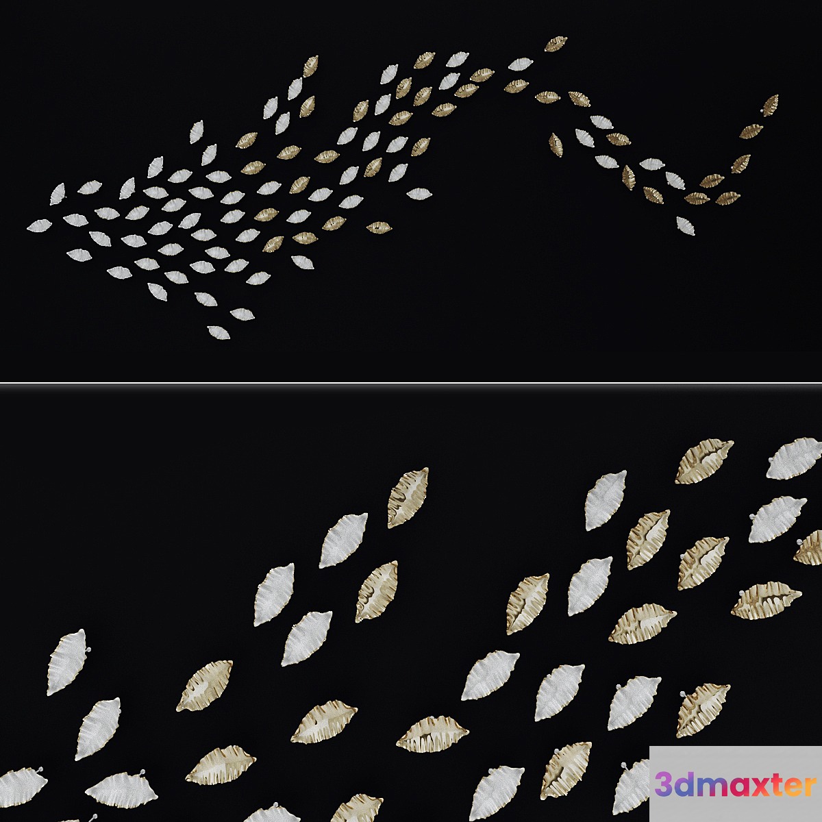 Wall decor golden leaves 3D Max