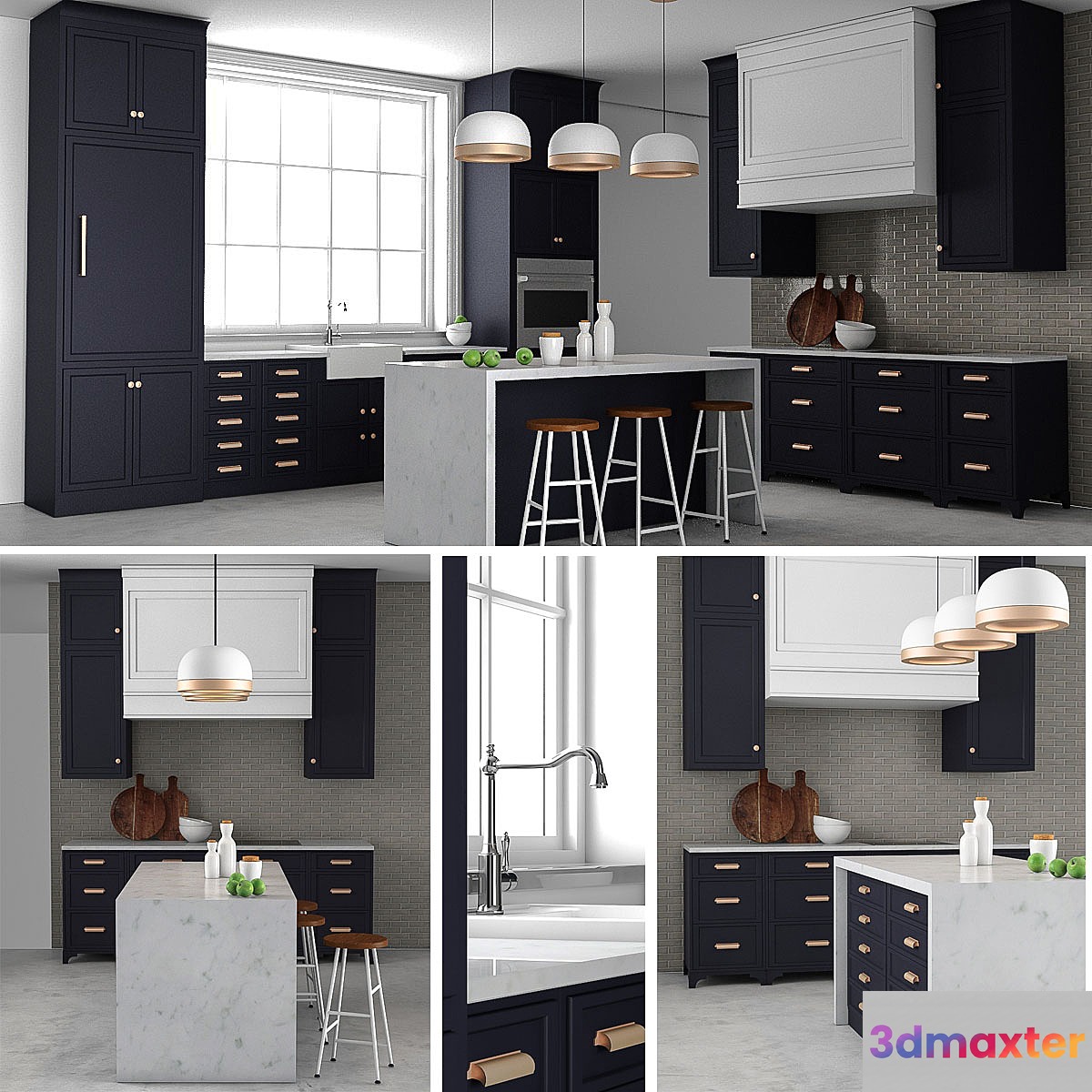 Customized navy kitchen