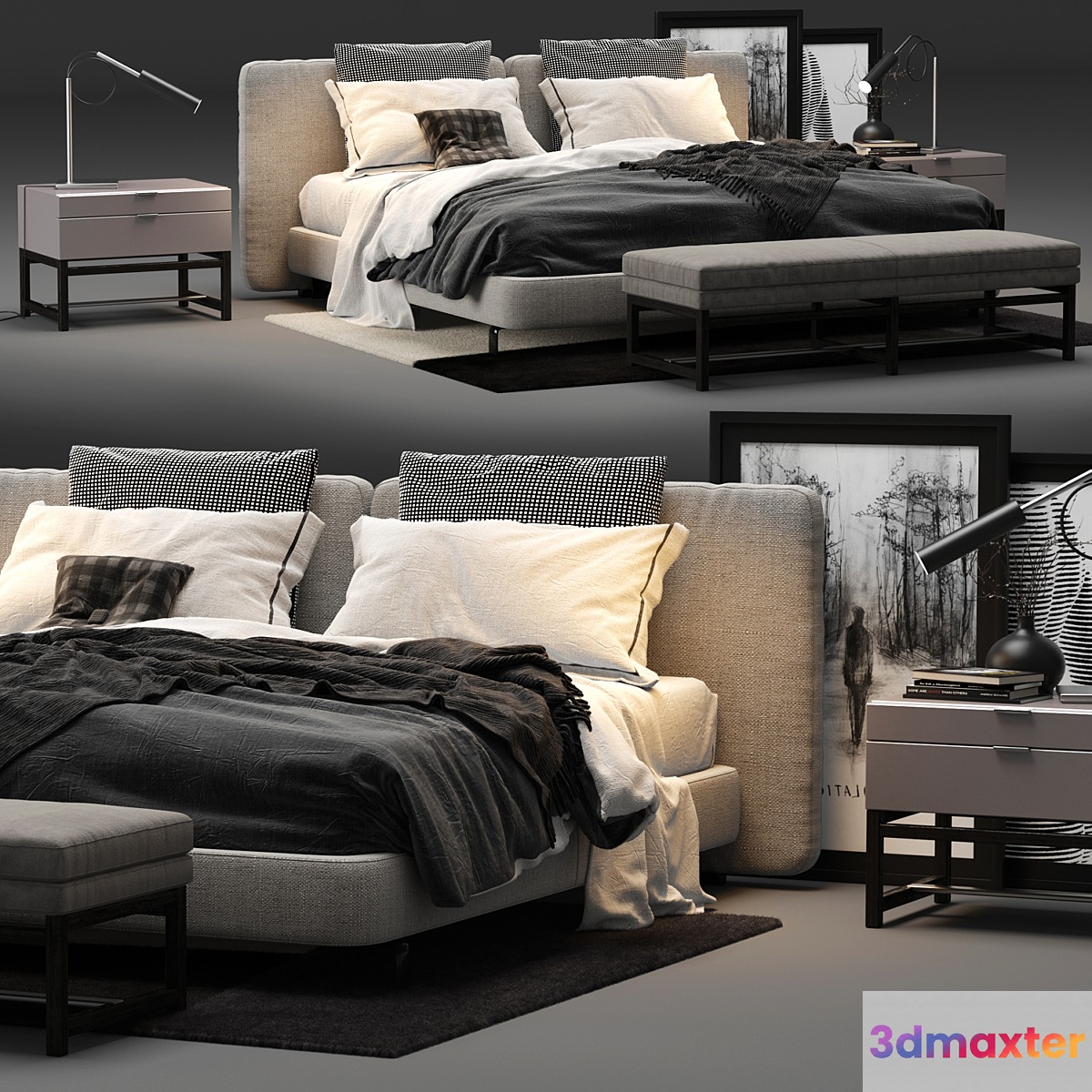 Minotti Tatlin Cover Bed 3D Max