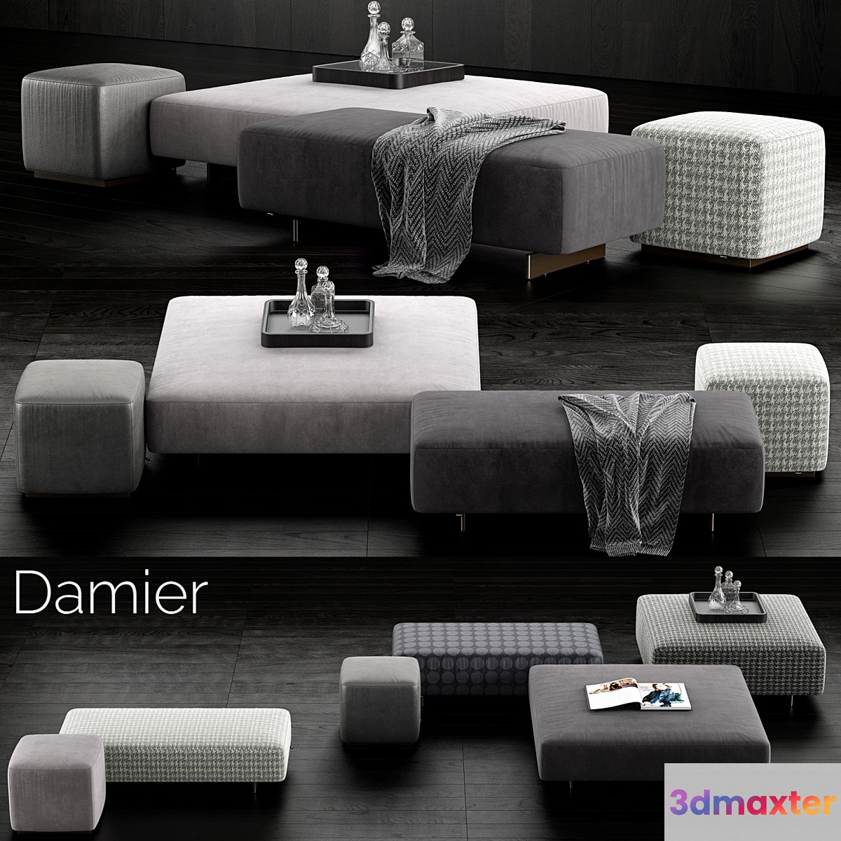 Minotti Damier Ottomans 3D Max