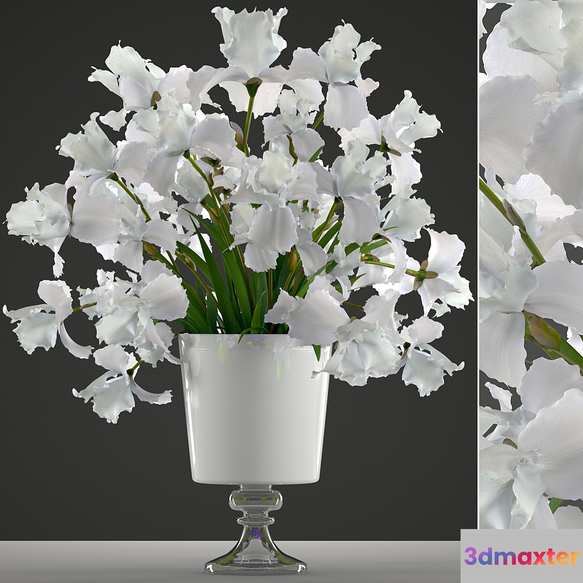 Bouquet of white flowers 45. White Irises vase decor flower