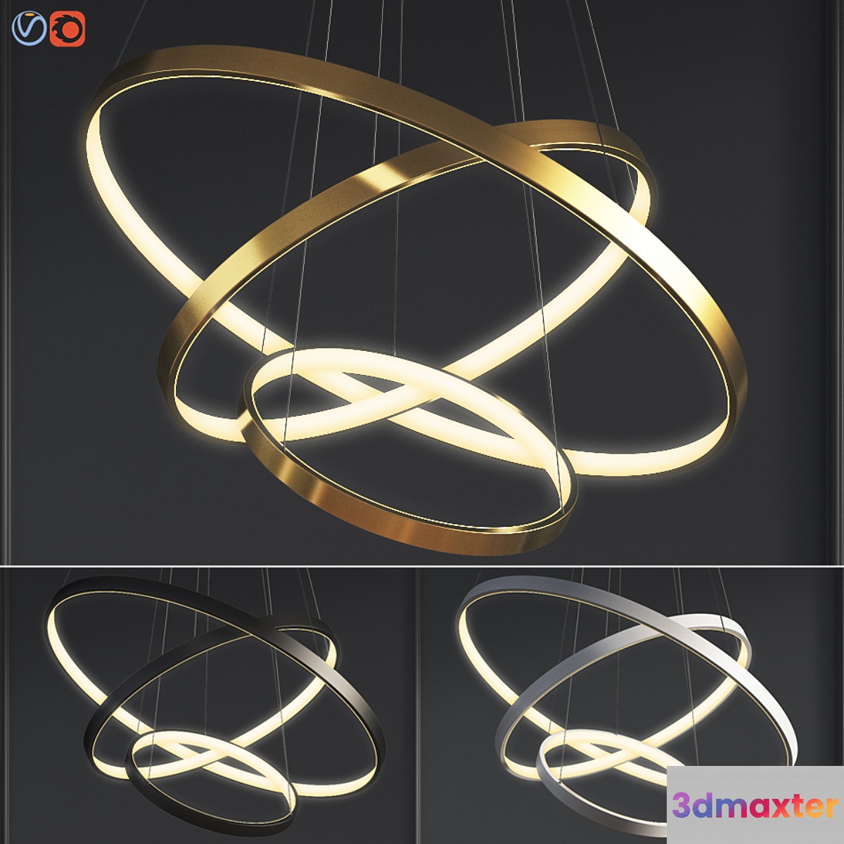 Modern Chandeliers Rings 3D Max