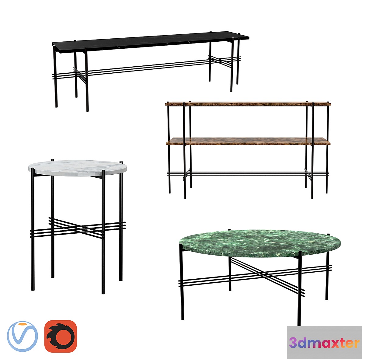 Gubi TS Table SET 3D Max