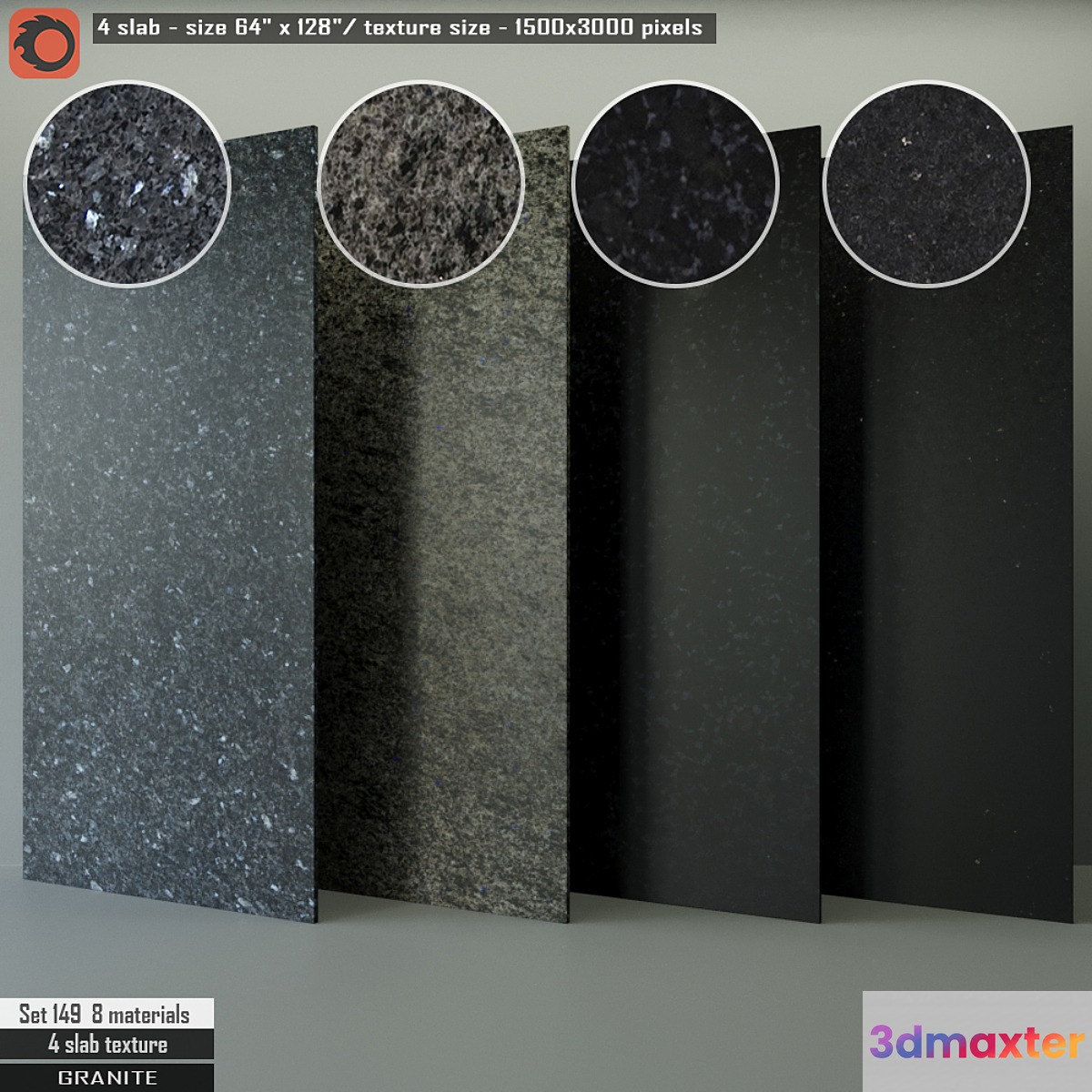 Granite Slab Set 149 3D Max