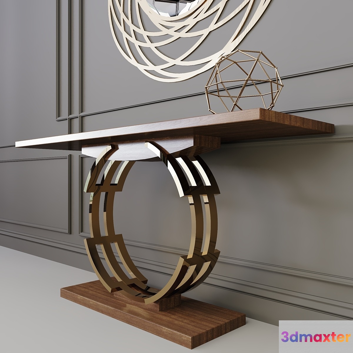 Rounded Console & Mirror set 3D Max
