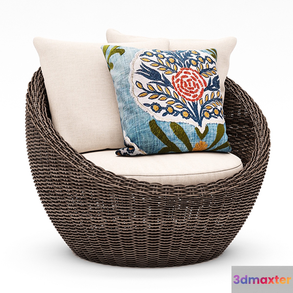 TORREY ALL-WEATHER WICKER PAPASAN CHAIR ESPRESSO 3D Max