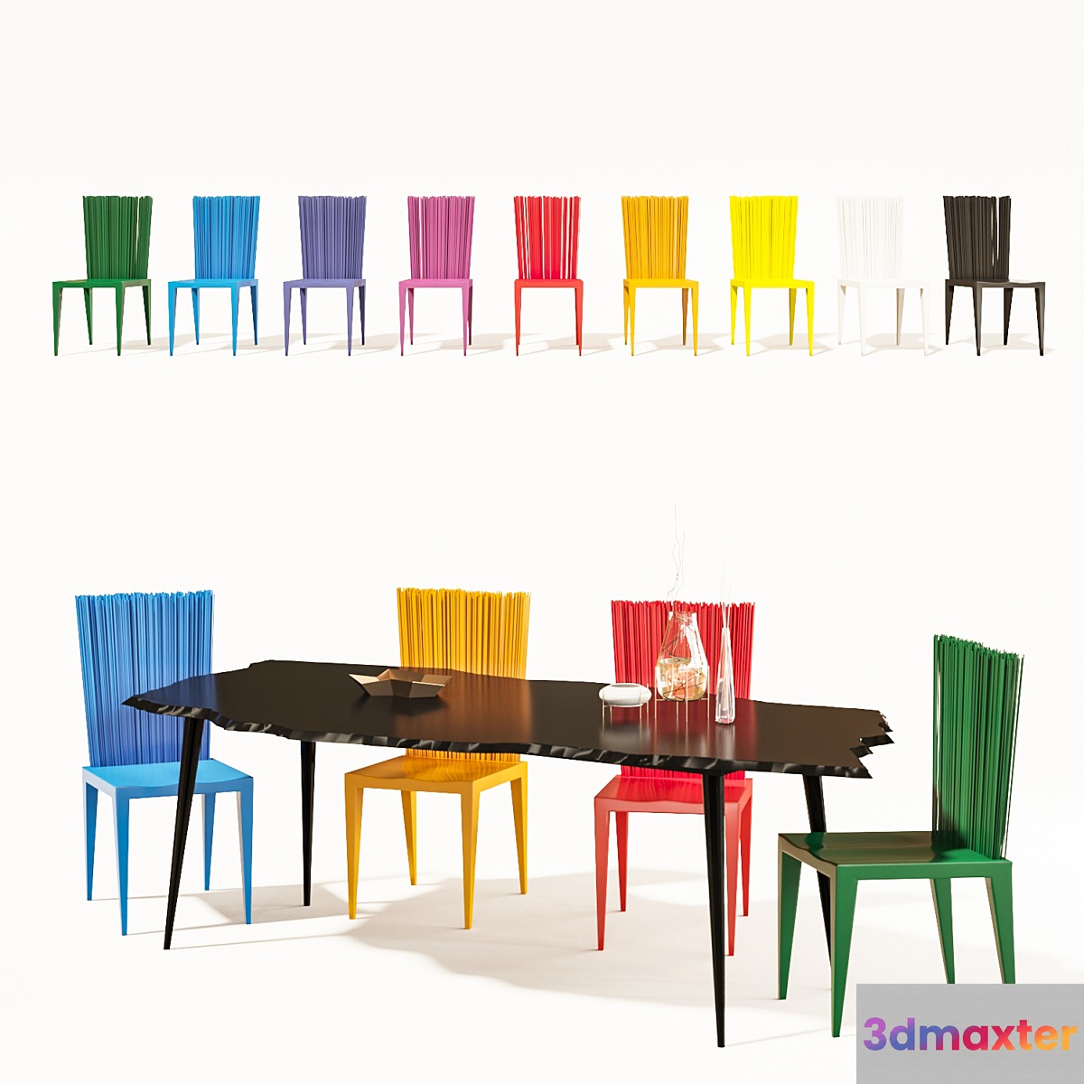 Edra Jenette Chair + Egeo Table 3D Max