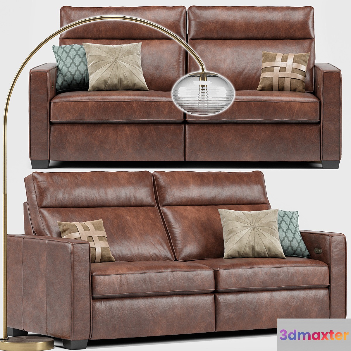Henry Leather Recliner Sofa Overarching Ripple Floor Lamp 3D Max