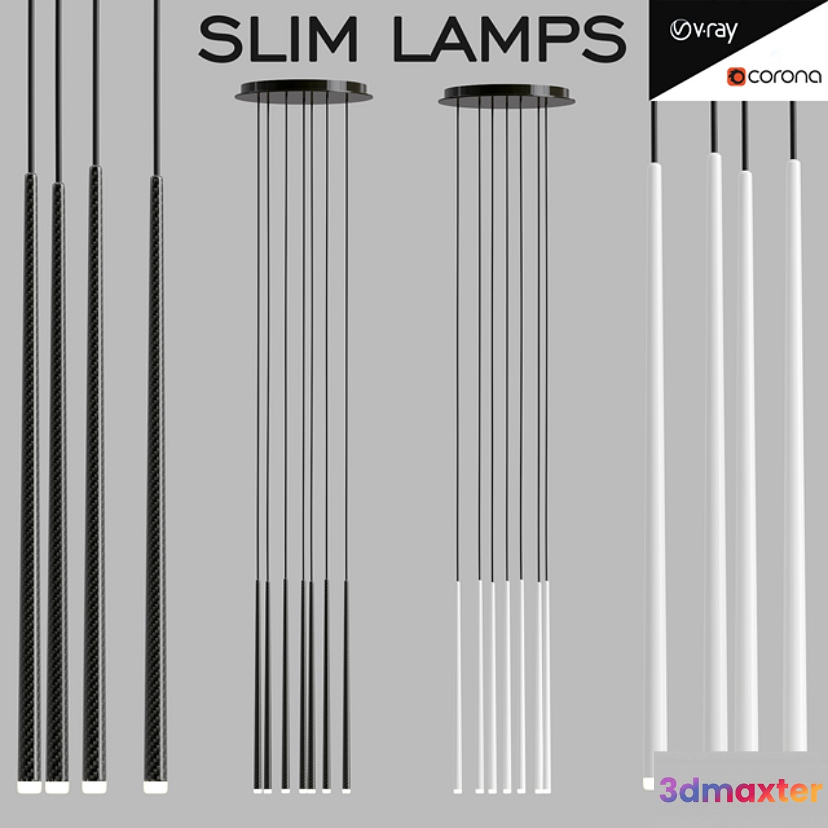 Slim lamps 3D Max
