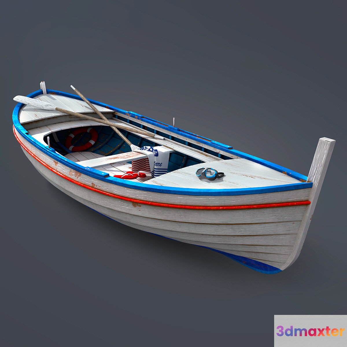 Wooden boat 3D Max