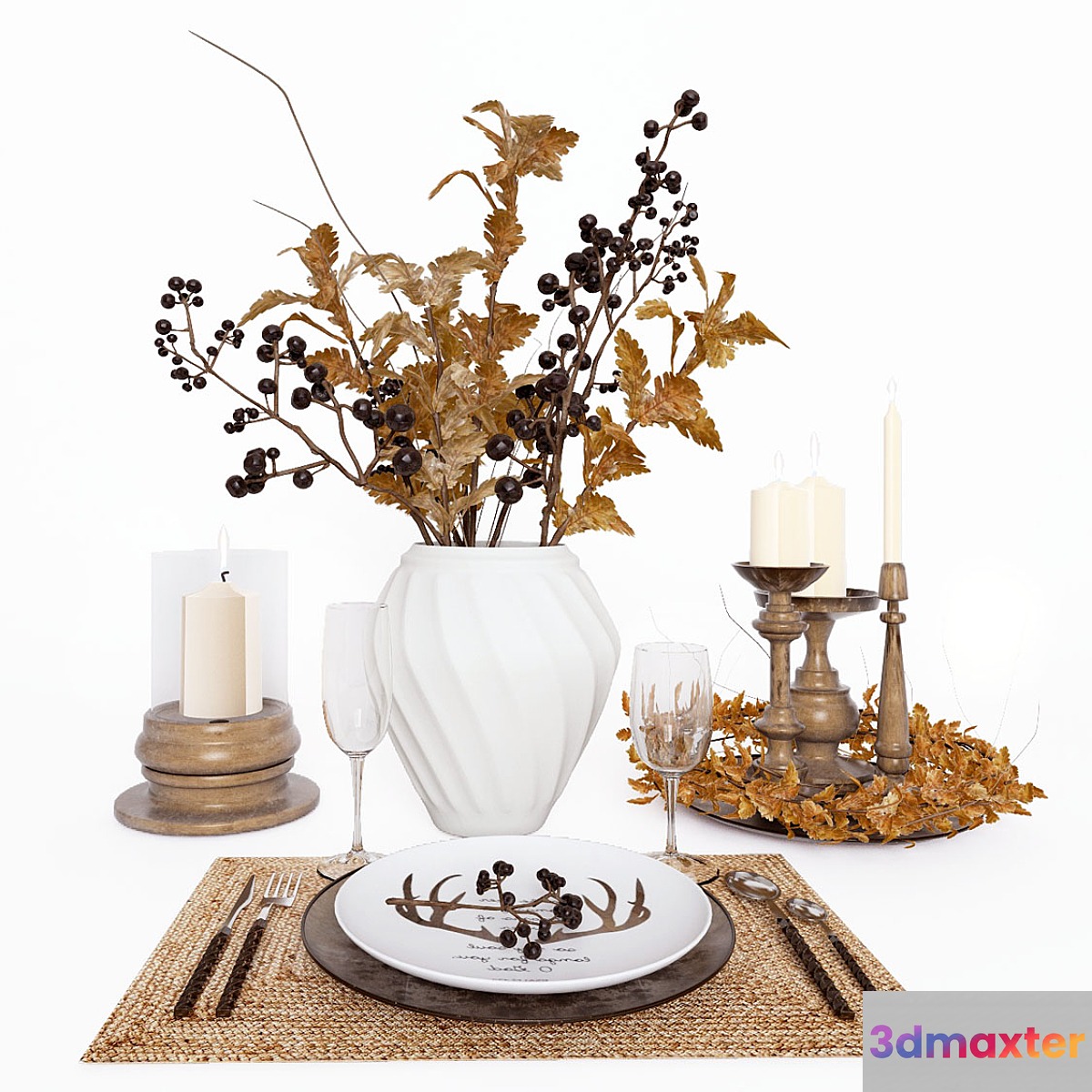 Table setting in ethnic style. 3D Max