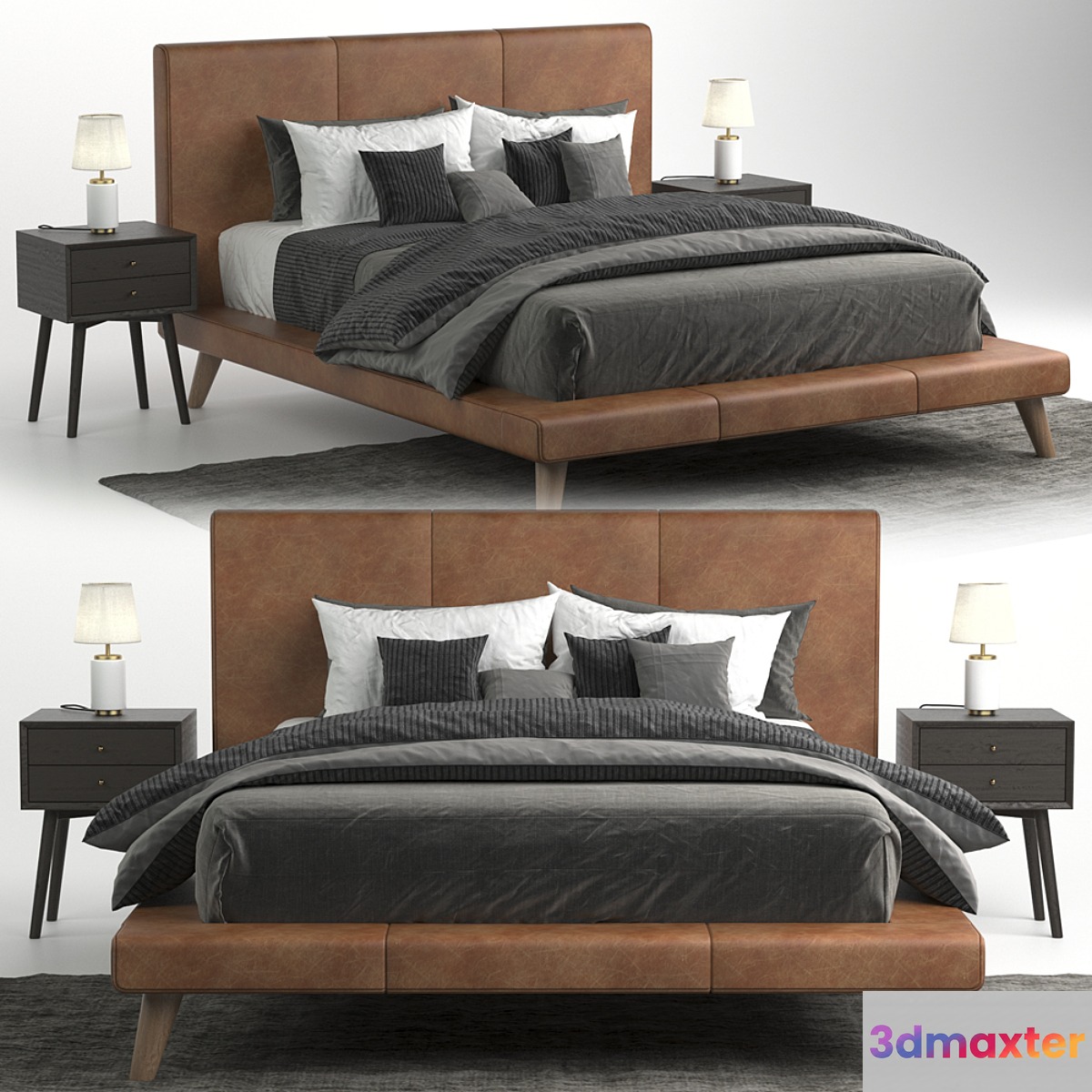 Mod Leather Bed Bed West Elm 3D Max