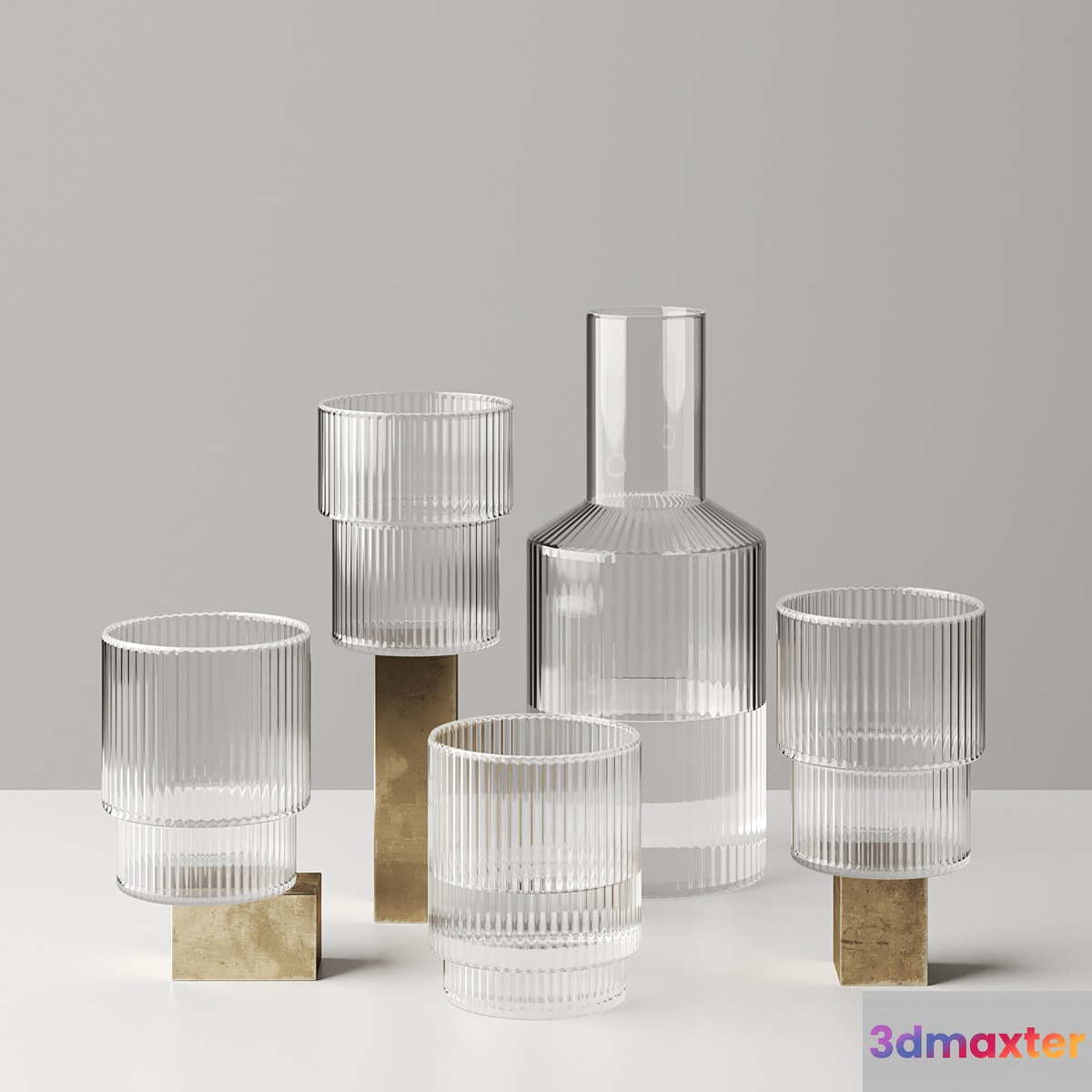 Ripple Glass and Carafe by Ferm living 3D Max
