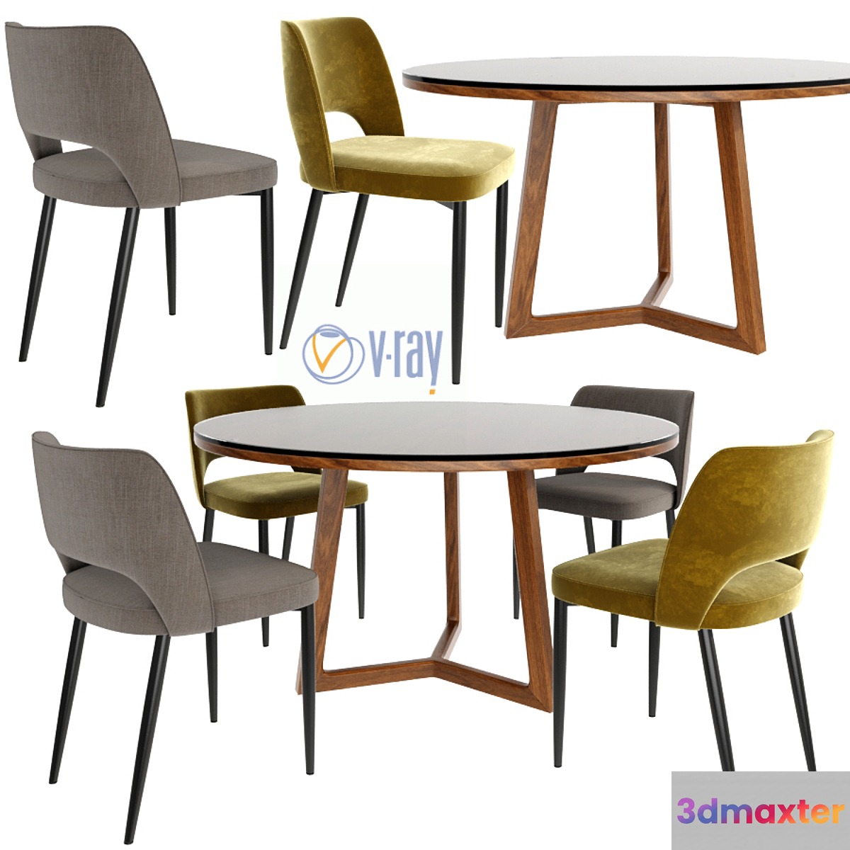 Poliform Dining Chair Set 2 3D Max